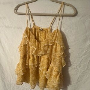 Old Navy Yellow Floral Ruffle Blouse